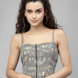 KASSUALLY Women Charcoal Print Sweetheart Neck Crop Top-image-48