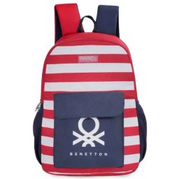 United Colors of Benetton Rey Red & Navy Polyester Striped Backpack-18