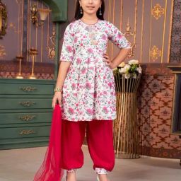 Aarika Girls Pink Printed Kurti Set-image-44