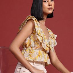 all about you Floral Print Flutter Sleeve Ruffled Top-picture-15