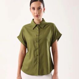 RAREISM Green Polyester Solid Shirt-image-52