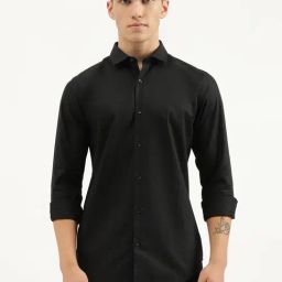 United Colors of Benetton Black Slim Fit Pure Cotton Shirt-image-80
