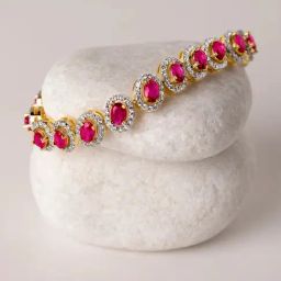 crash.club by CKC Yellow Gold Finish Sterling Silver Red Gem & Cubic Zirconia Flexible Bracelet-image-24