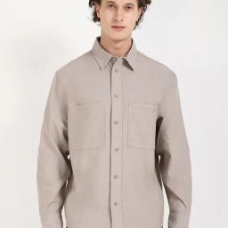 Calvin Klein Jeans Taupe Gray Cotton Relaxed Fit Shirt-image-72