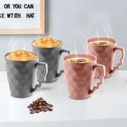 Urban Chef Pink & Grey Ceramic Microwave Safe Coffee Mug (0.225 L) - Set of 4-12