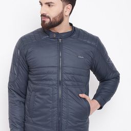 Adobe Men Navy Blue Solid Padded Jacket-18