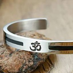 Peora Stainless Steel Om Aum Sanskrit Symbol Cuff Bracelet Kada for Men and Boys-image-33