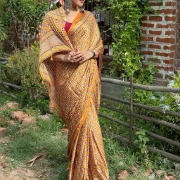 Saree Mall Mustard Crepe Self Saree with Blouse Piece-image-49