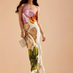 bebe Women Floral Printed One Shoulder Bodycon Maxi Dress-image-77