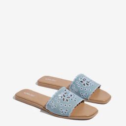 LUNA BLU by Westside Light Blue Floral Cut-Out Detailed Slides-image-86