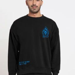 Bewakoof Black Loose Fit Printed Sweatshirt-image-52