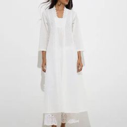 Utsa by Westside White Floral Embroidered Cotton A-Line Kurta-27