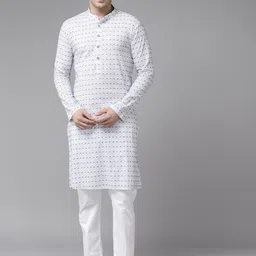 See Designs Men Embroidered Thread Work Pure Cotton Kurta with Pyjamas-picture-12