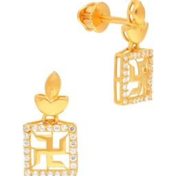 malabar gold and diamonds Malabar Gold & Diamonds 22k Yellow Gold Stud Earrings for Women-picture-26