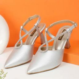 Flat N Heels Women's Silver Back Strap Stilettos-image-35