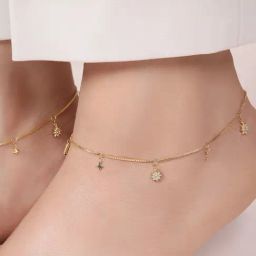 Zavya Starry Night 925 Sterling Silver Gold-Plated Star Pattern Anklets-image-60