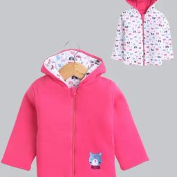Bumzee Girls Pink Cotton Reversible Jacket-image-85