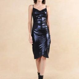RAREISM Blue Cotton Blend Solid Sleeveless Dress-image-54