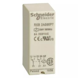 SCHNEIDER ELECTRIC Power Relays RELAY, DPDT, 250VAC, 28VDC, 8A, RSB2A080P7-38