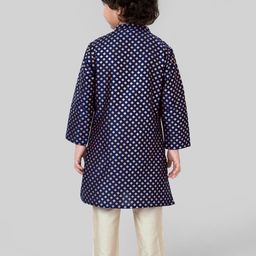 Hopscotch Boys Navy Blue Pure Silk Kurta Sets-picture-29