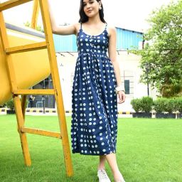 DECKEDUP Navy Cotton Printed Shirt Dress-image-25