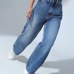 Hubberholme Blue Cotton Relaxed Fit High Rise Jeans-image-73