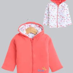 Bumzee Girls Coral Cotton Reversible Jacket-image-7