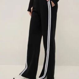 Studiofit by Westside Black Striped High-Rise Cotton Blend Track Pants-image-4