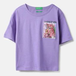 United Colors of Benetton Girls Purple Cotton Applique T-Shirt-picture-16