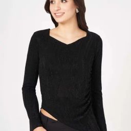 Annabelle by Pantaloons Black Plain Crop Top-picture-20