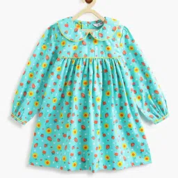 Campana Girls Turquoise Blue Floral Dress-image-76