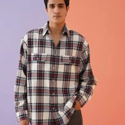 Indian Needle Red Cotton Regular fit Checks Shirt-image-48