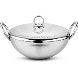 Prabha Stainless Steel Silver 2.1 Litre Deep Pro Light Weight Kadhai with Lid - 24 cm, 1387 Grams-image-46