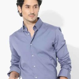 Rare Rabbit Purple Regular Fit Solid Shirt-image-68