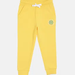 3PIN Boys Yellow Solid Cotton Joggers-picture-0
