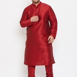 VASTRAMAY Men Maroon Kurta with Churidar-image-50