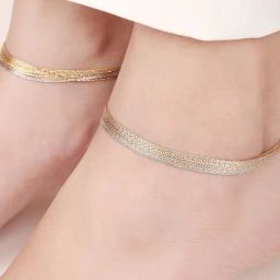 Zavya Eternal Sparkle Layered Bouquet Triple-Tone Plated 925 Sterling Silver Anklet-image-9