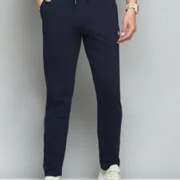 Cloak & Decker by Monte Carlo Navy Blue Cotton Blend Regular Fit Solid Trackpants-picture-11