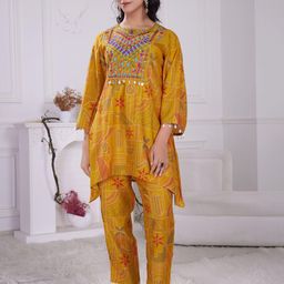 BulBul Embroidered Tunic Top With Trousers Co-Ords-image-48