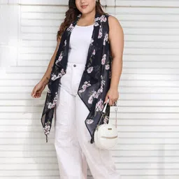CURVE BY KASSUALLY Printed Open Front Shrug-45
