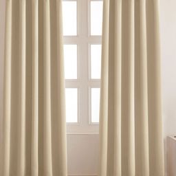 HOMEMONDE Beige Set of 2 Black Out Door Curtain-44