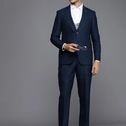 Louis Philippe Men Self-Design Slim-Fit Single-Breasted Formal Suit-image-93