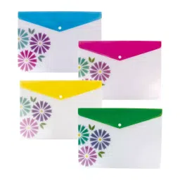 POLEN Folder File Poly Plastic 18 Microns Fullscape Snap Button Flower Design HD Printed Multicolor (Pack of 6) image 2