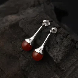 Reenisaa Silver Plated Artificial Beads Contemporary Shaped Drop Earrings-24