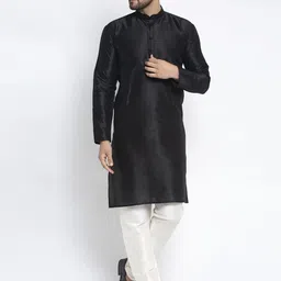Jompers Men Black & White Solid Kurta with Churidar-picture-10
