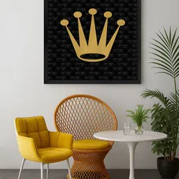 999Store Black & Gold Toned Crown Printed Canvas Wall Art-image-61