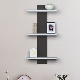 RANDOM Grey & Brown Wood 3-Tier Wall Shelf-27