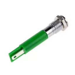 RS PRO Green Panel Mount Indicator 12V DC, Mounting Hole Size 8 mm, Termination Type Faston, Solder Lug, IP Rating IP67, Model No 8385564 image 2