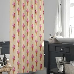 ArtzFolio Pink & Brown Waterproof Polyester Shower Curtain-image-89