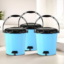 Kuber Industries 3-Pcs Blue & Black Plastic Pedal Dustbins 7L Each-17